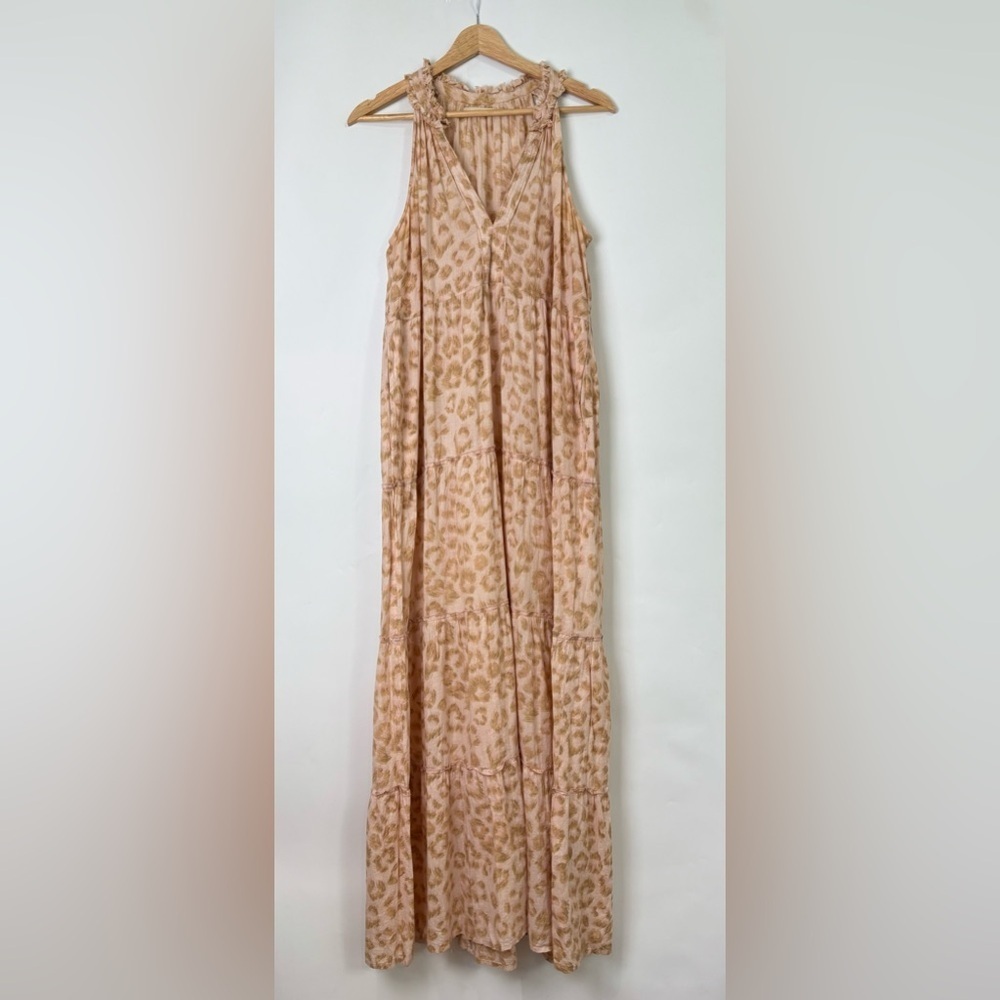 Lola Australia Sapphire Tiered Maxi Dress Taupe Leopard Print